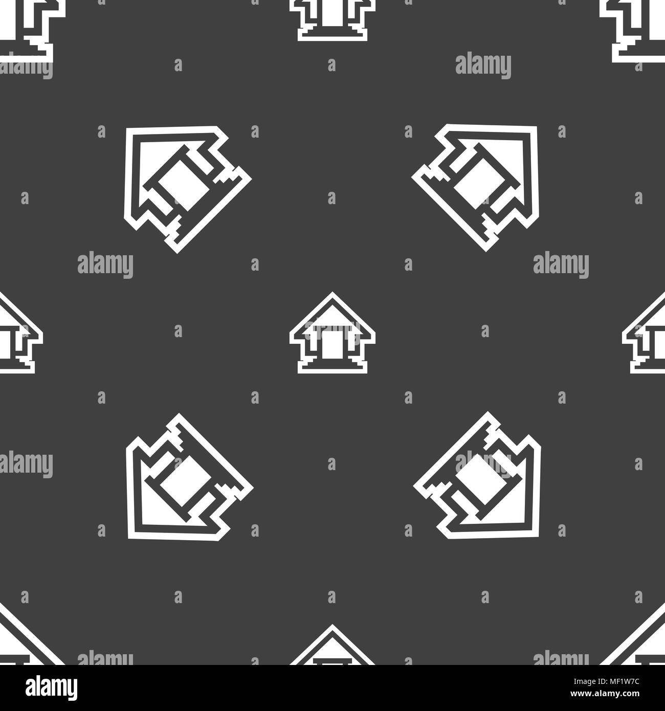 House icon sign. Seamless pattern on a gray background. Vector ...