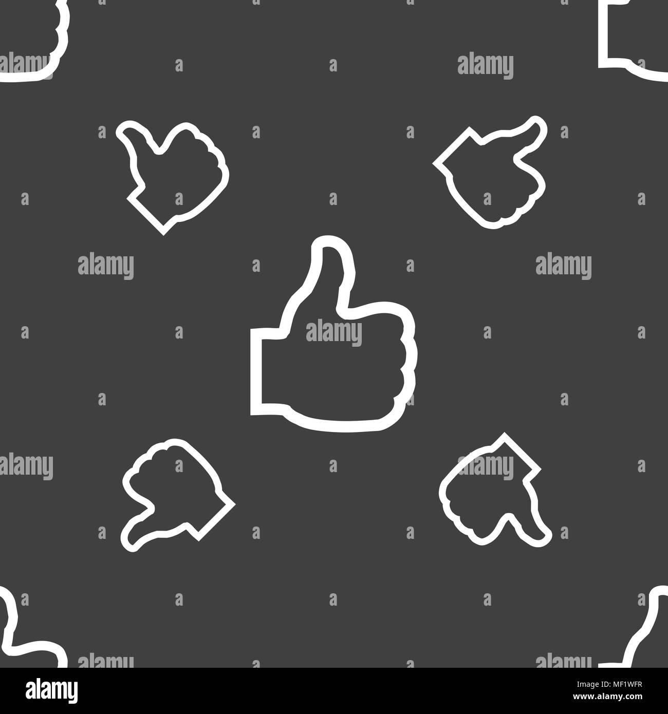 Like icon sign. Seamless pattern on a gray background. Vector ...