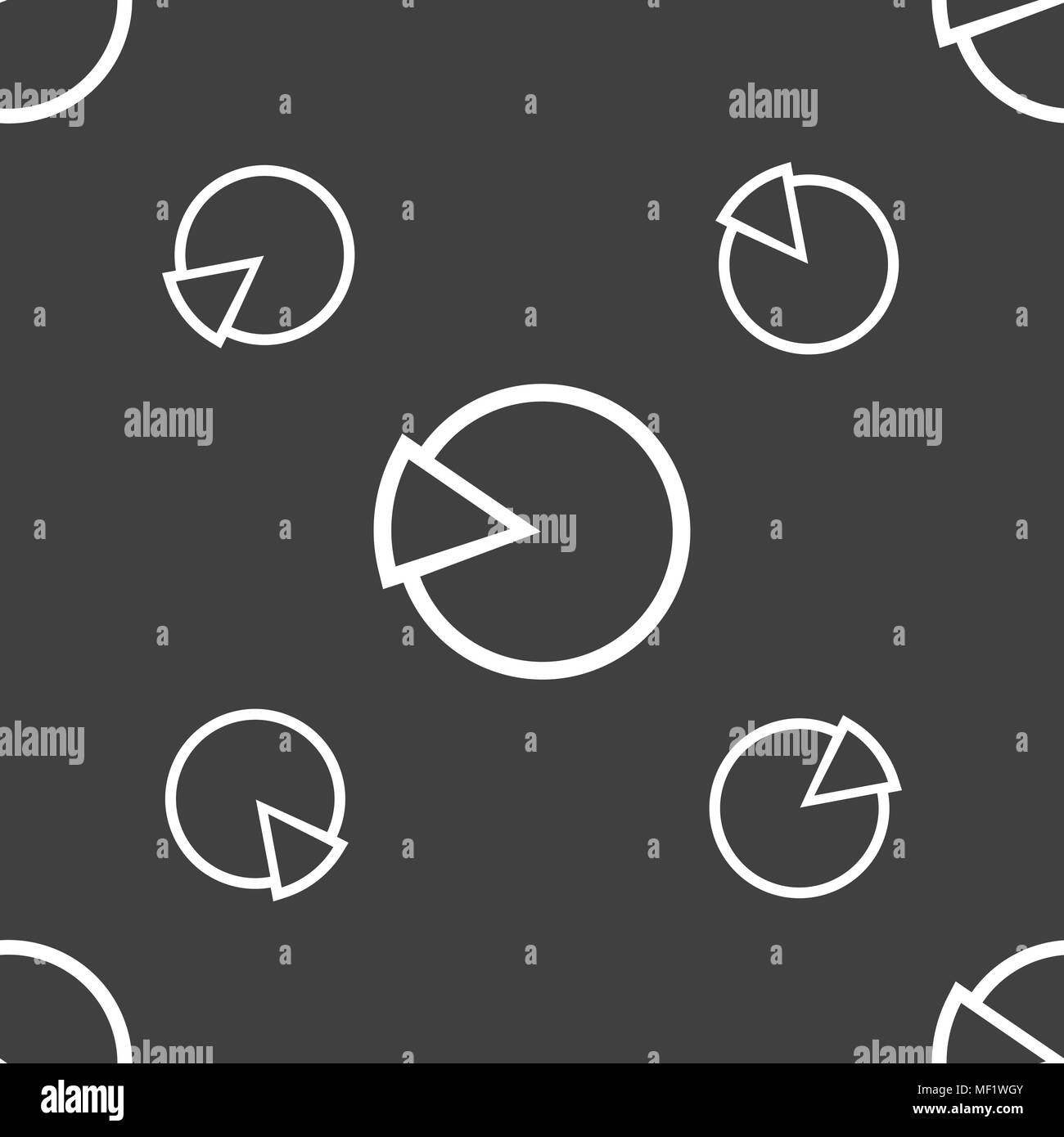 Pie chart graph icon sign. Seamless pattern on a gray background ...