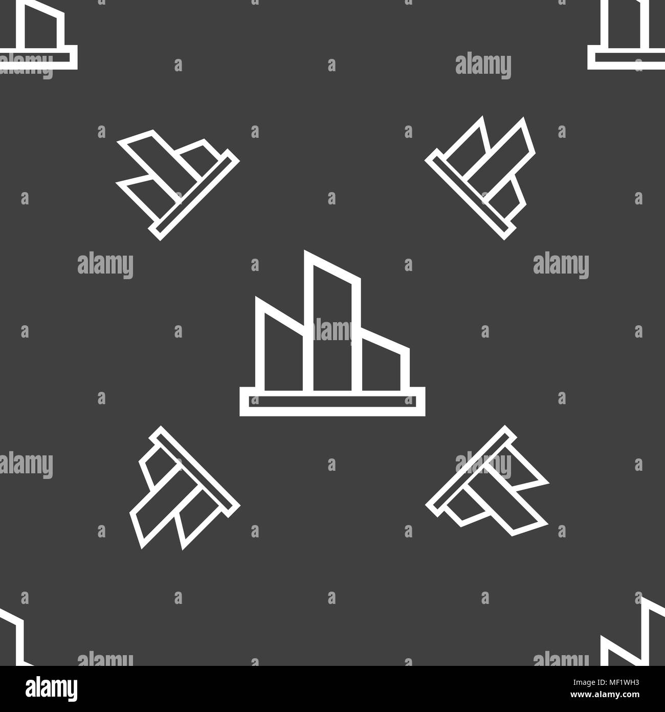 Diagram icon sign. Seamless pattern on a gray background. Vector ...
