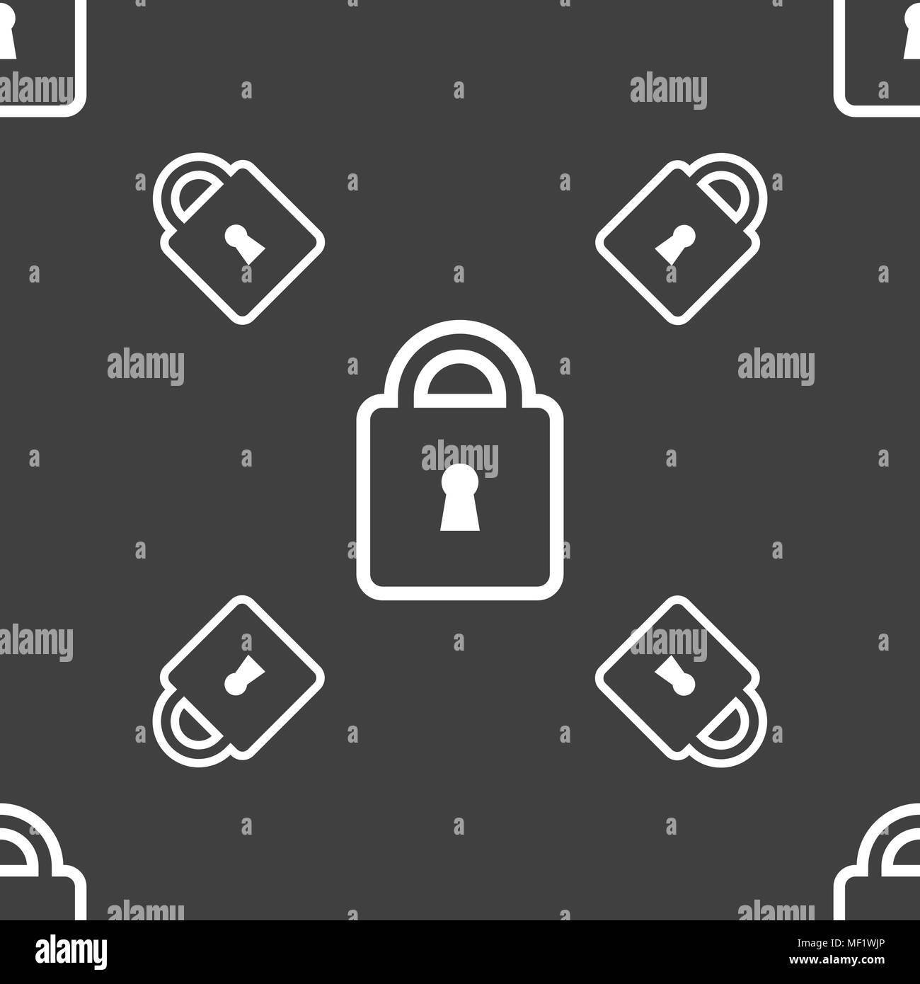 Lock icon sign. Seamless pattern on a gray background. Vector ...