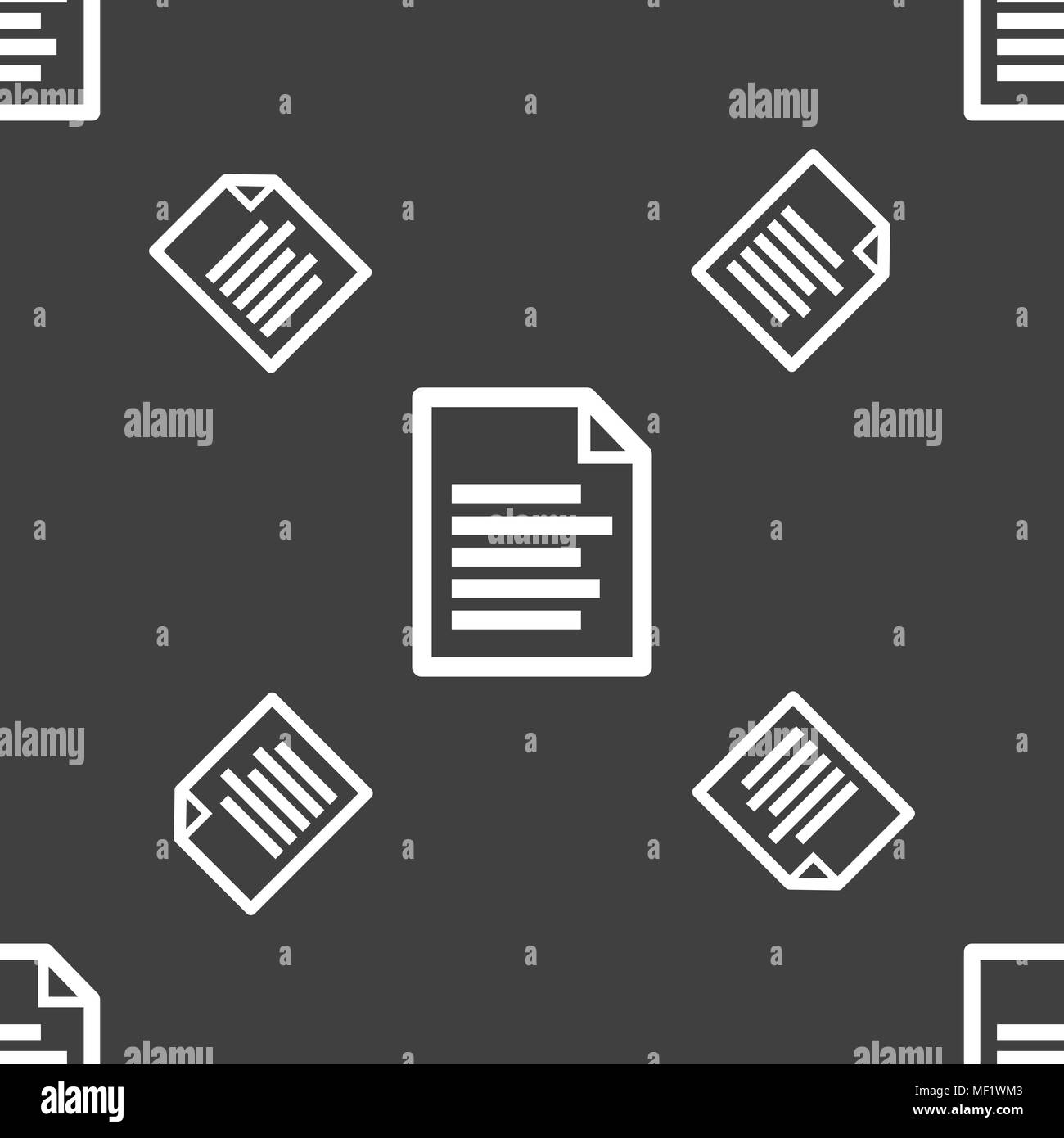 Text file icon sign. Seamless pattern on a gray background. Vector ...