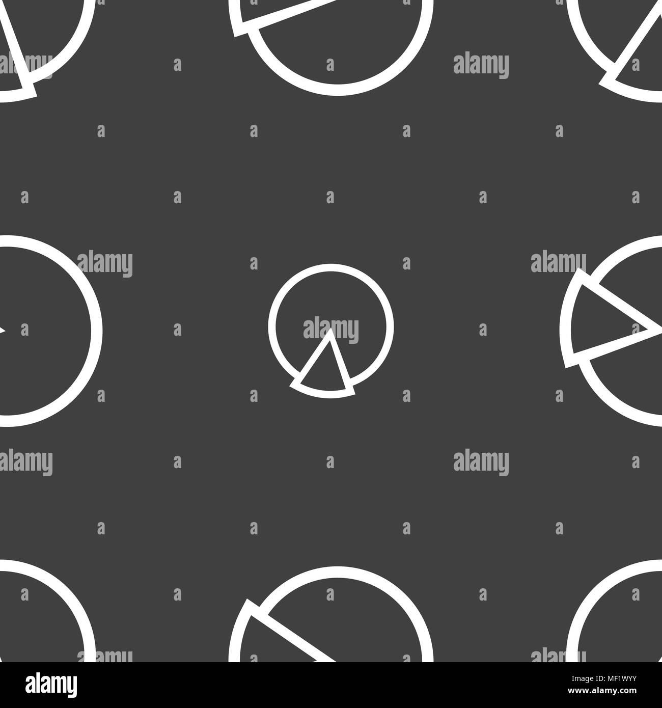 Pie chart graph icon sign. Seamless pattern on a gray background ...