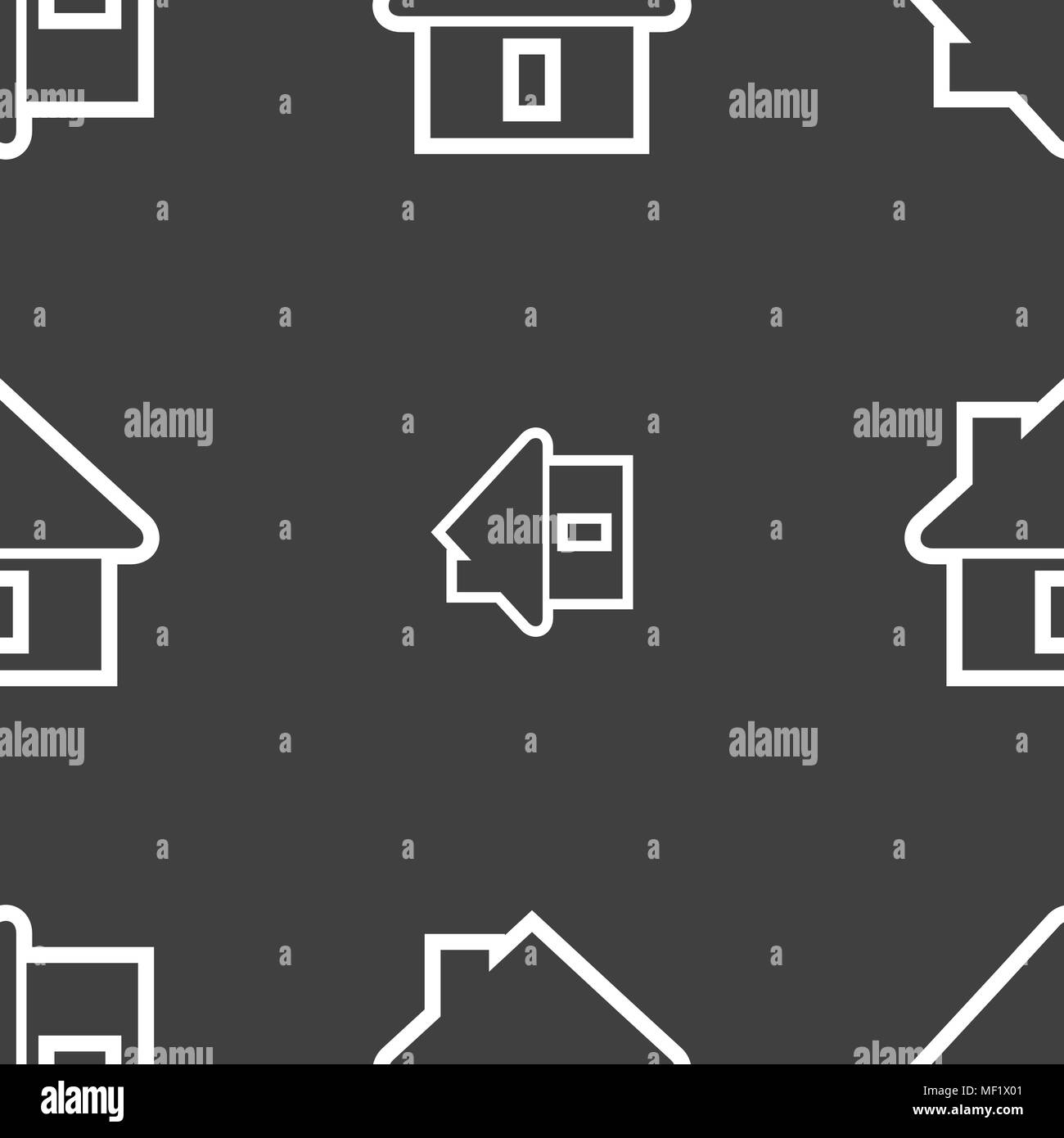 House icon sign. Seamless pattern on a gray background. Vector ...