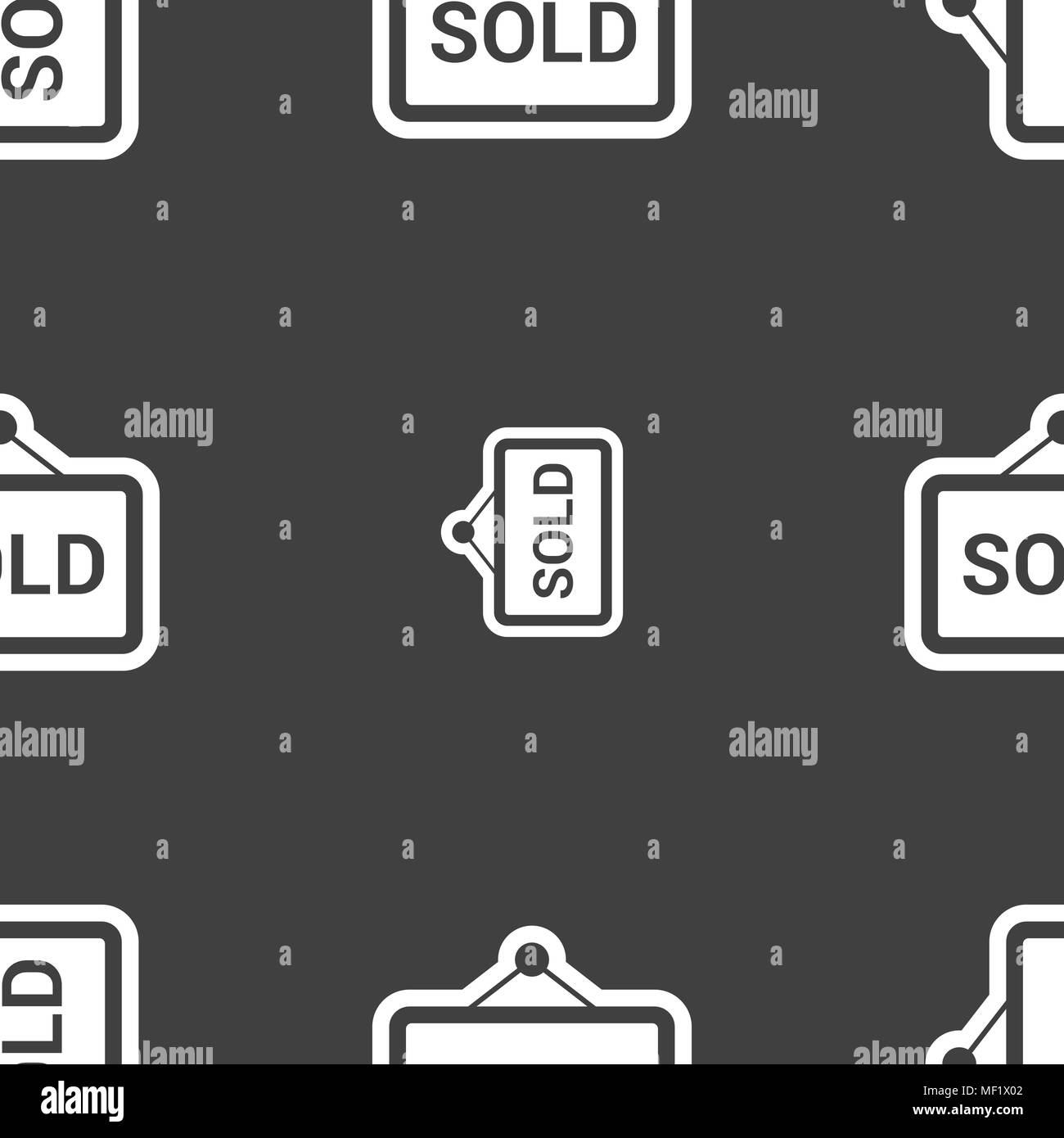 Sold icon sign. Seamless pattern on a gray background. Vector ...