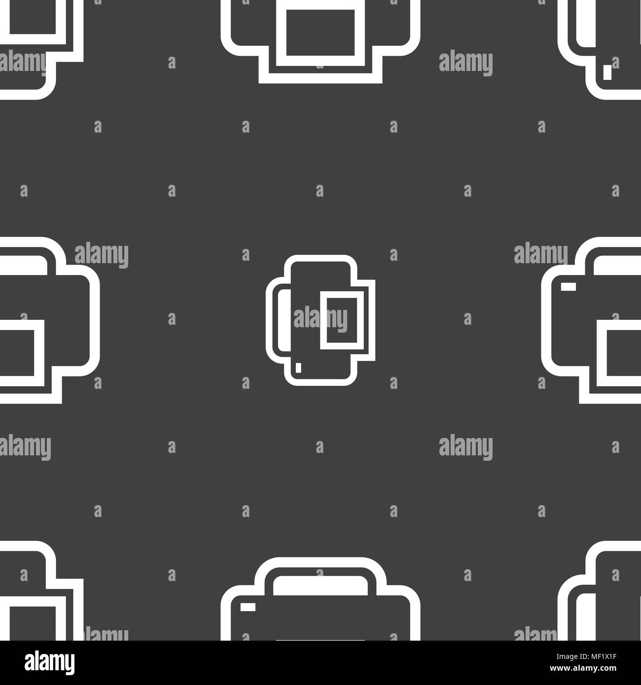 Printing icon sign. Seamless pattern on a gray background. Vector ...