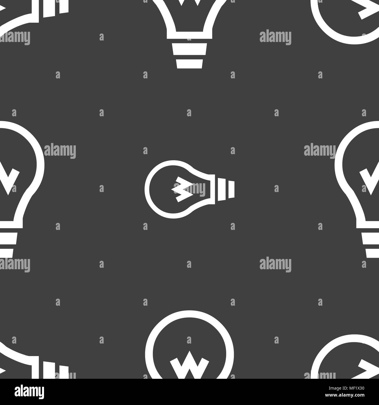 Light bulb icon sign. Seamless pattern on a gray background. Vector ...
