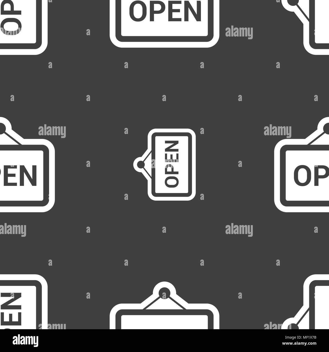open icon sign. Seamless pattern on a gray background. Vector ...