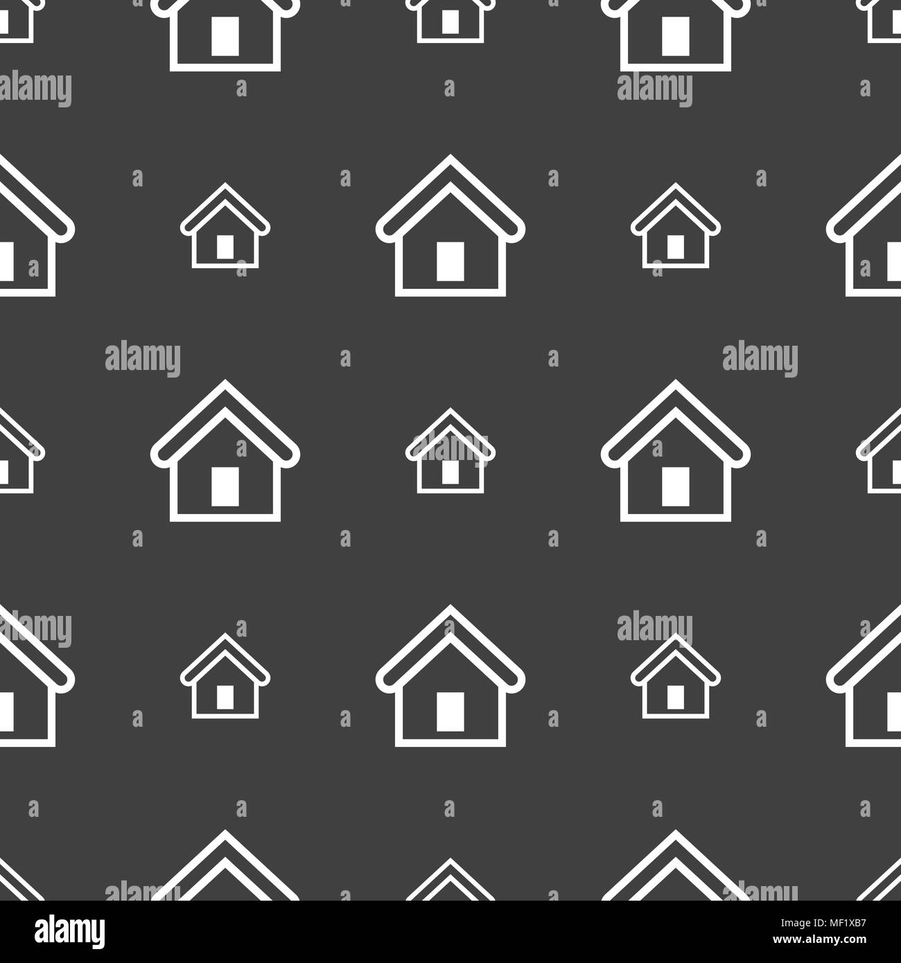 House icon sign. Seamless pattern on a gray background. Vector ...