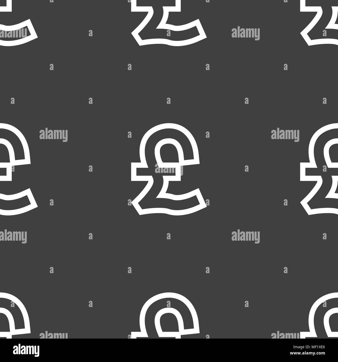 Pound Sterling icon sign. Seamless pattern on a gray background. Vector ...