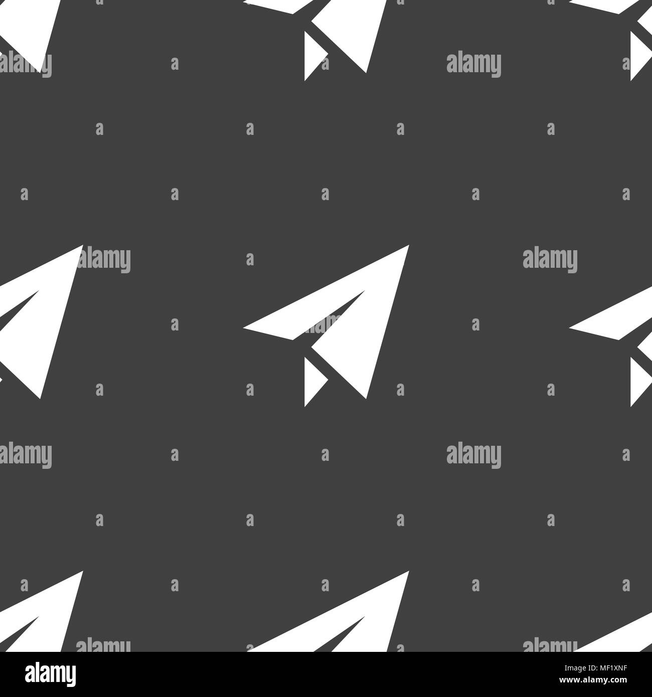 Paper airplane icon sign. Seamless pattern on a gray background. Vector ...