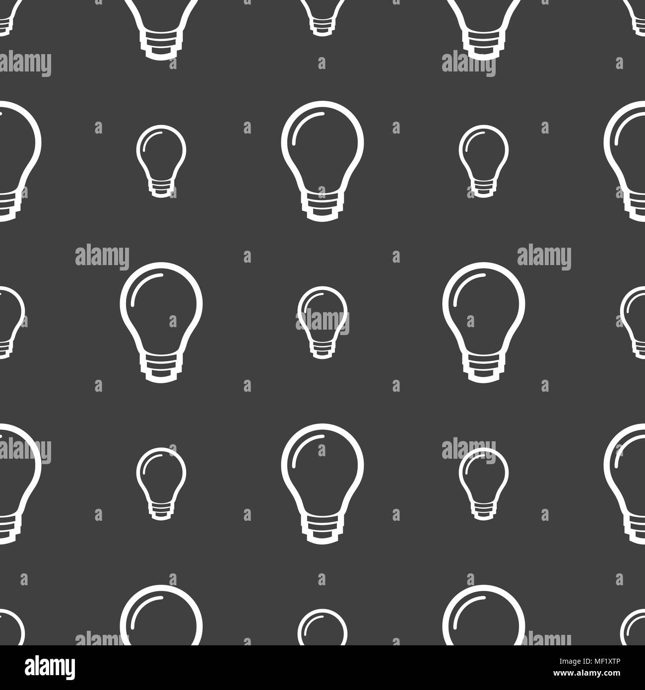 Light bulb icon sign. Seamless pattern on a gray background. Vector ...