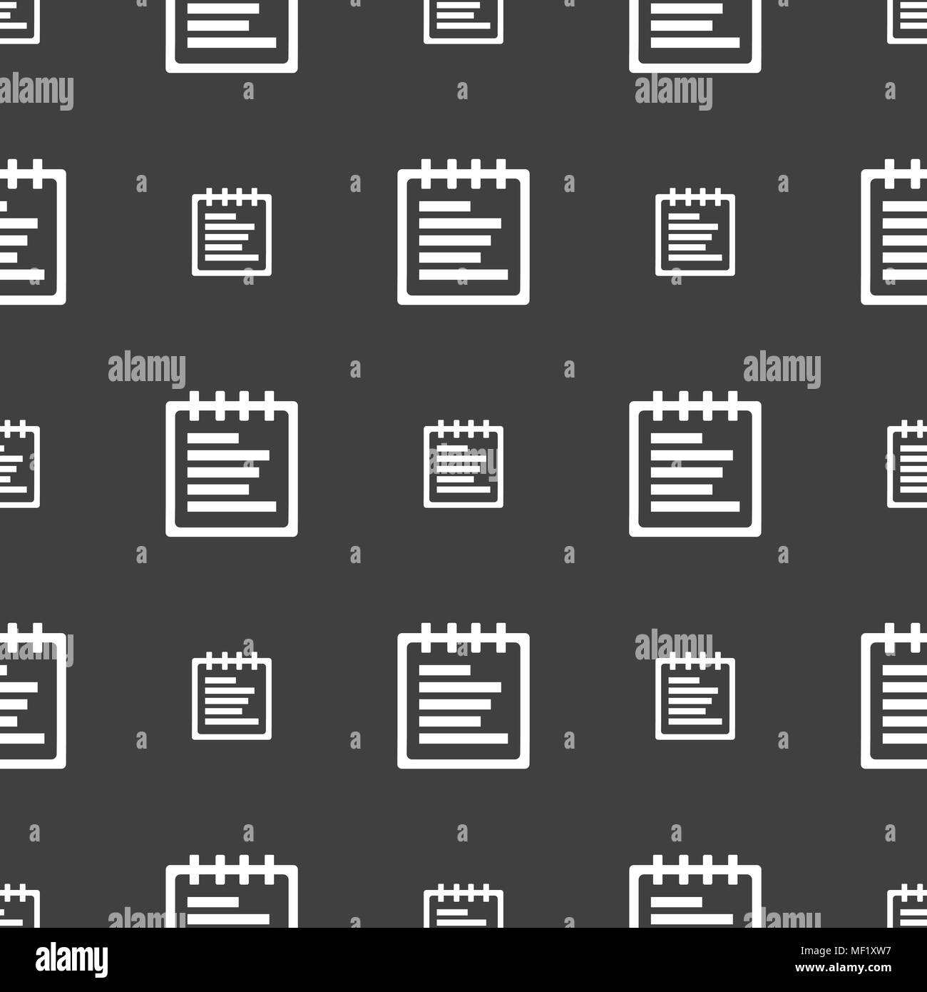 Notepad icon sign. Seamless pattern on a gray background. Vector ...