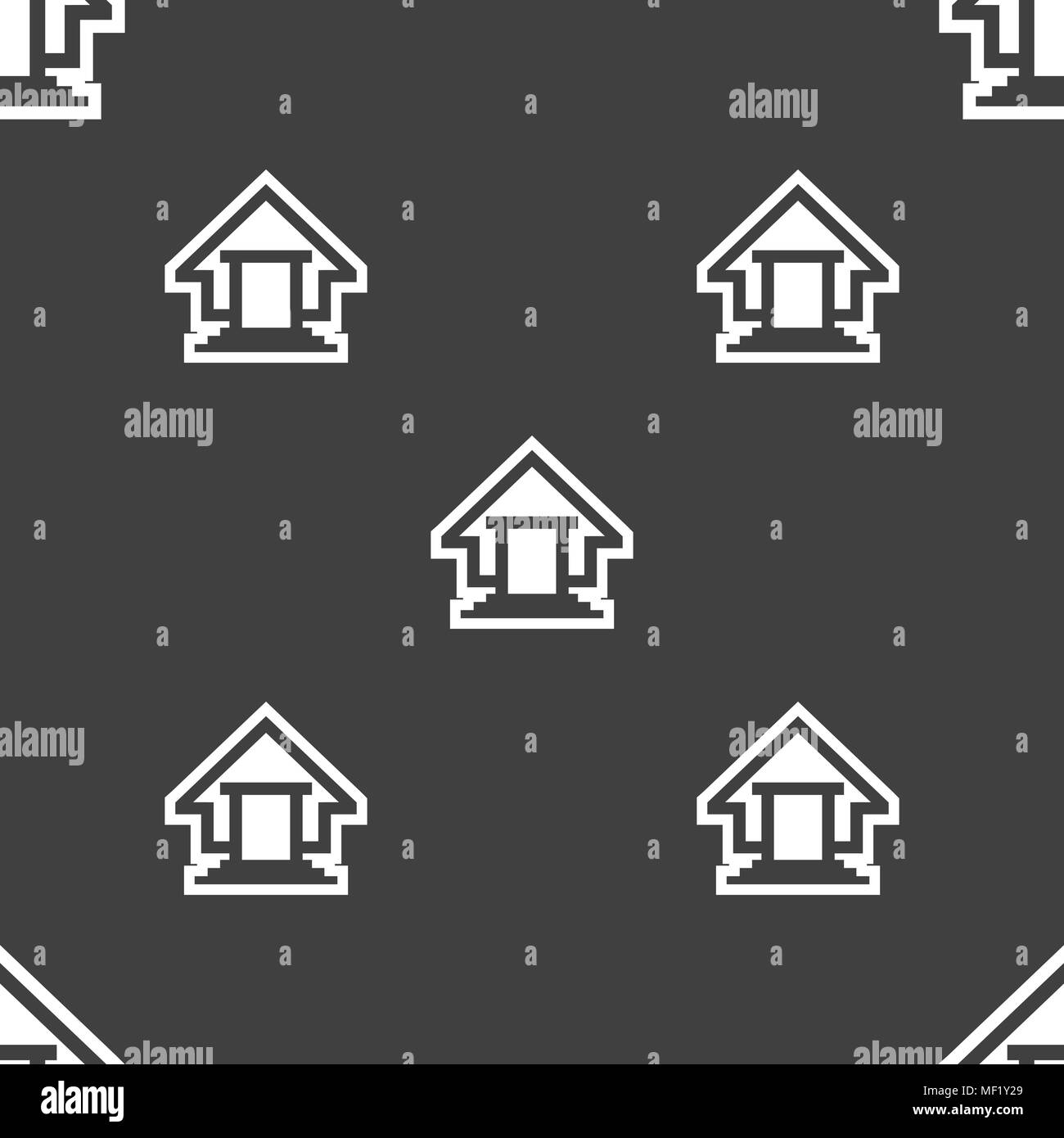 House icon sign. Seamless pattern on a gray background. Vector ...