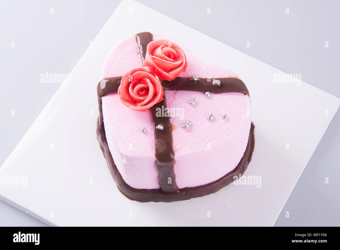 cake, strawberry Ice-cream cake on background Stock Photo