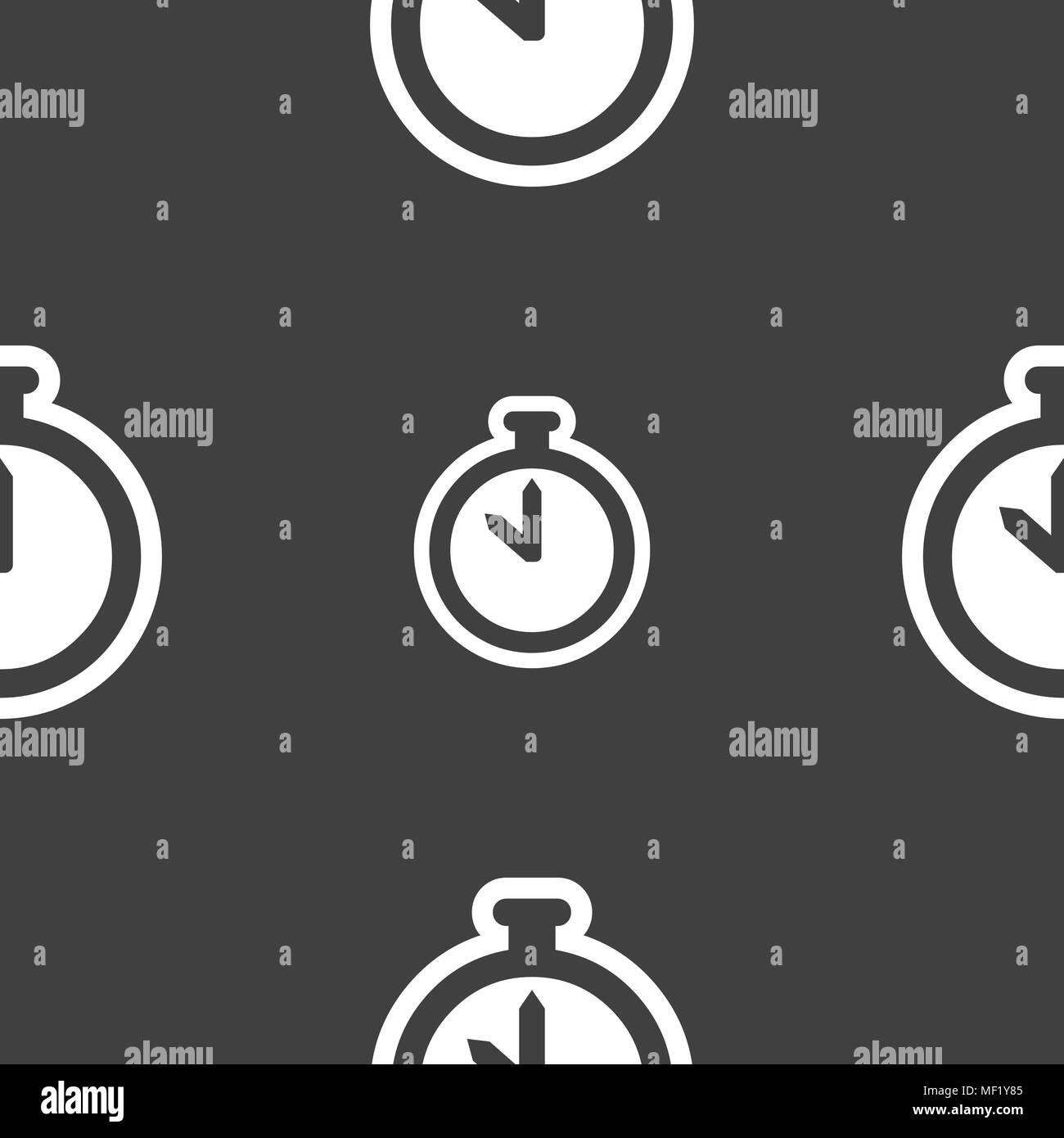 The stopwatch icon sign. Seamless pattern on a gray background. Vector ...