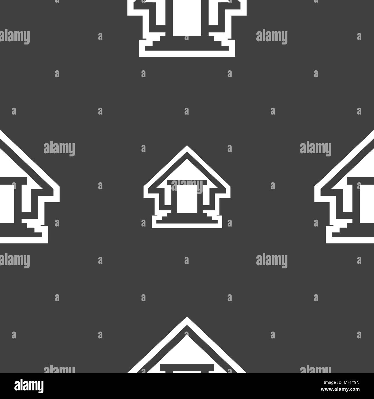 House icon sign. Seamless pattern on a gray background. Vector ...