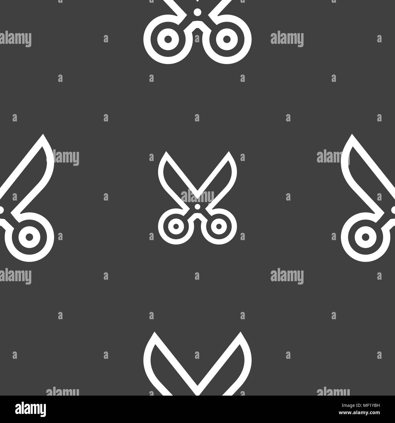 scissors icon sign. Seamless pattern on a gray background. Vector ...