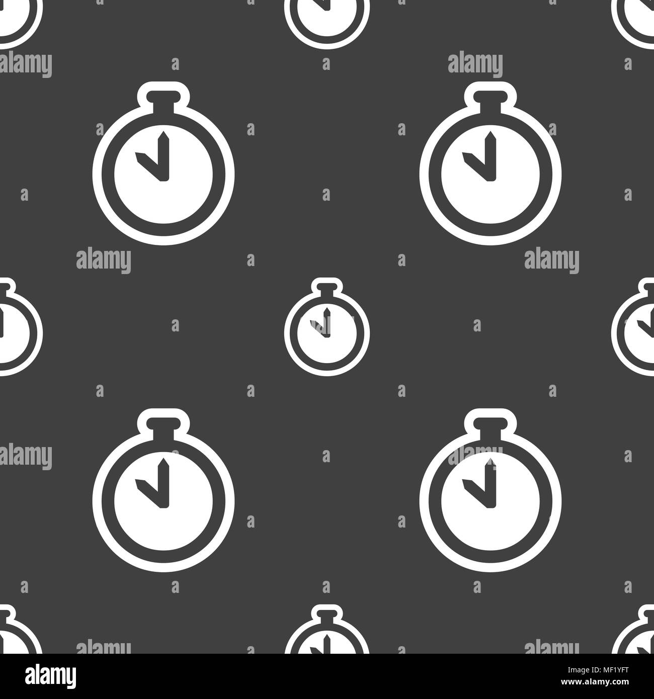 The stopwatch icon sign. Seamless pattern on a gray background. Vector ...