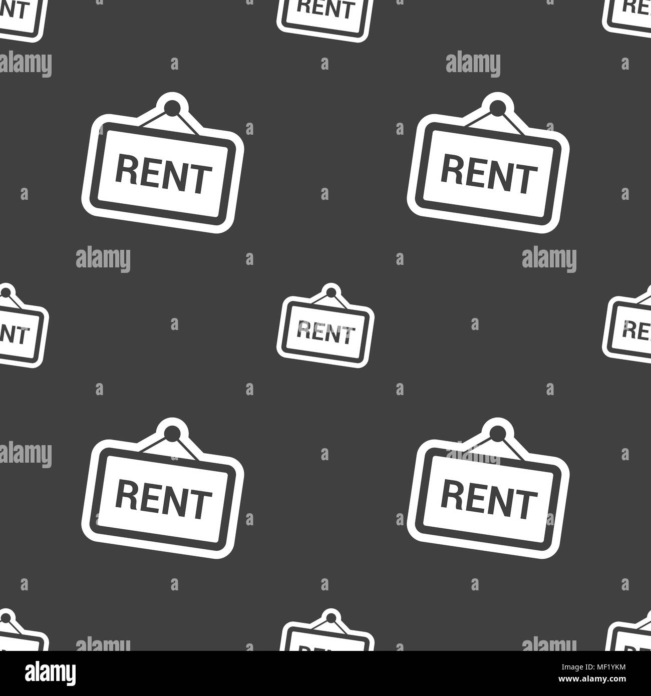 Rent icon sign. Seamless pattern on a gray background. Vector ...