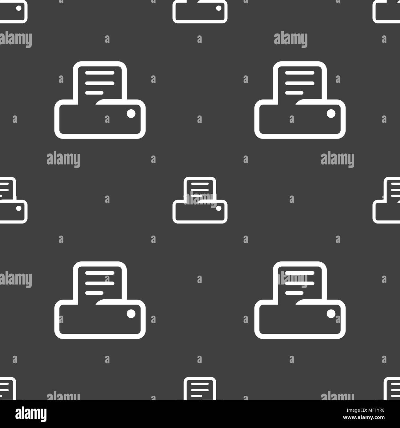 Printing icon sign. Seamless pattern on a gray background. Vector ...