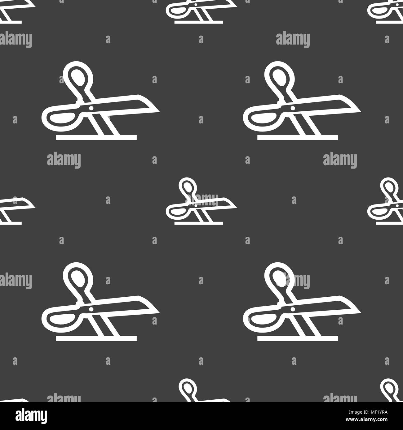 scissors icon sign. Seamless pattern on a gray background. Vector ...