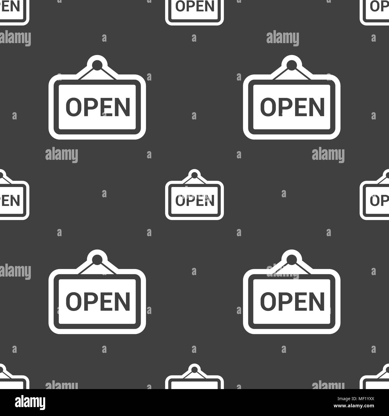 open icon sign. Seamless pattern on a gray background. Vector ...