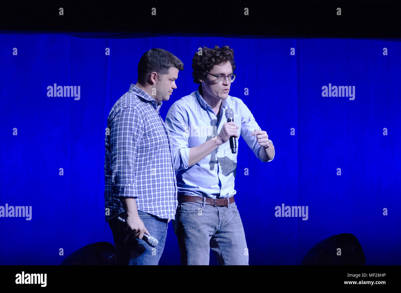 Las Vegas, USA. 24th Jan, 2011. Filmmakers Phil Lord and Chris Miller talk to attendees at CinemaCon about their new animated effort on March 23, 2018 inside Caesars Palace in Las Vegas, NV. Credit: The Photo Access/Alamy Live News Stock Photo