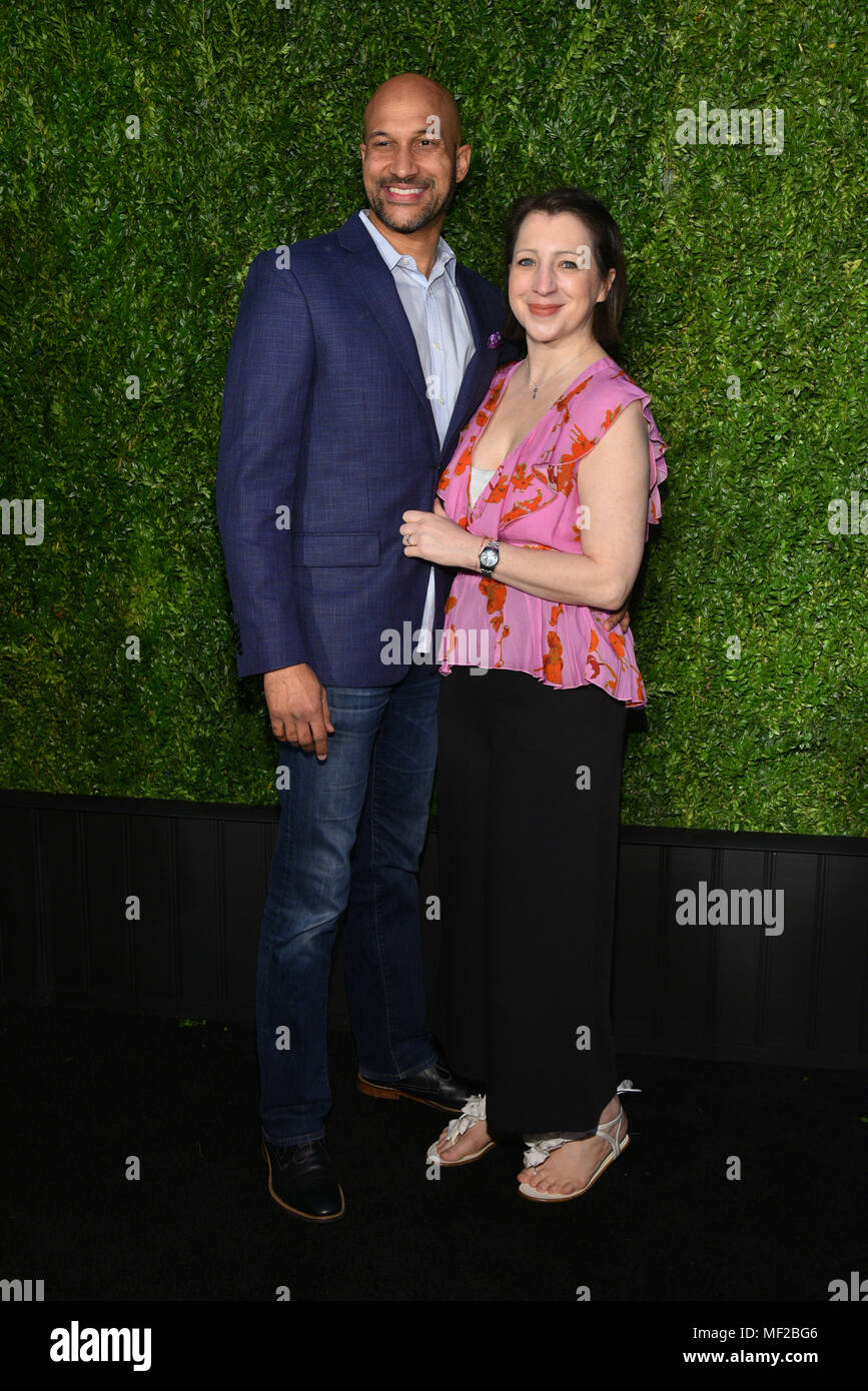 New York, USA. 23rd April 2018. Keegan-Michael Key and Elisa Pugliese attend the CHANEL Tribeca Film Festival Artists Dinner at Balthazar on April 23, 2018 in New York City. Credit: Erik Pendzich/Alamy Live News Stock Photo