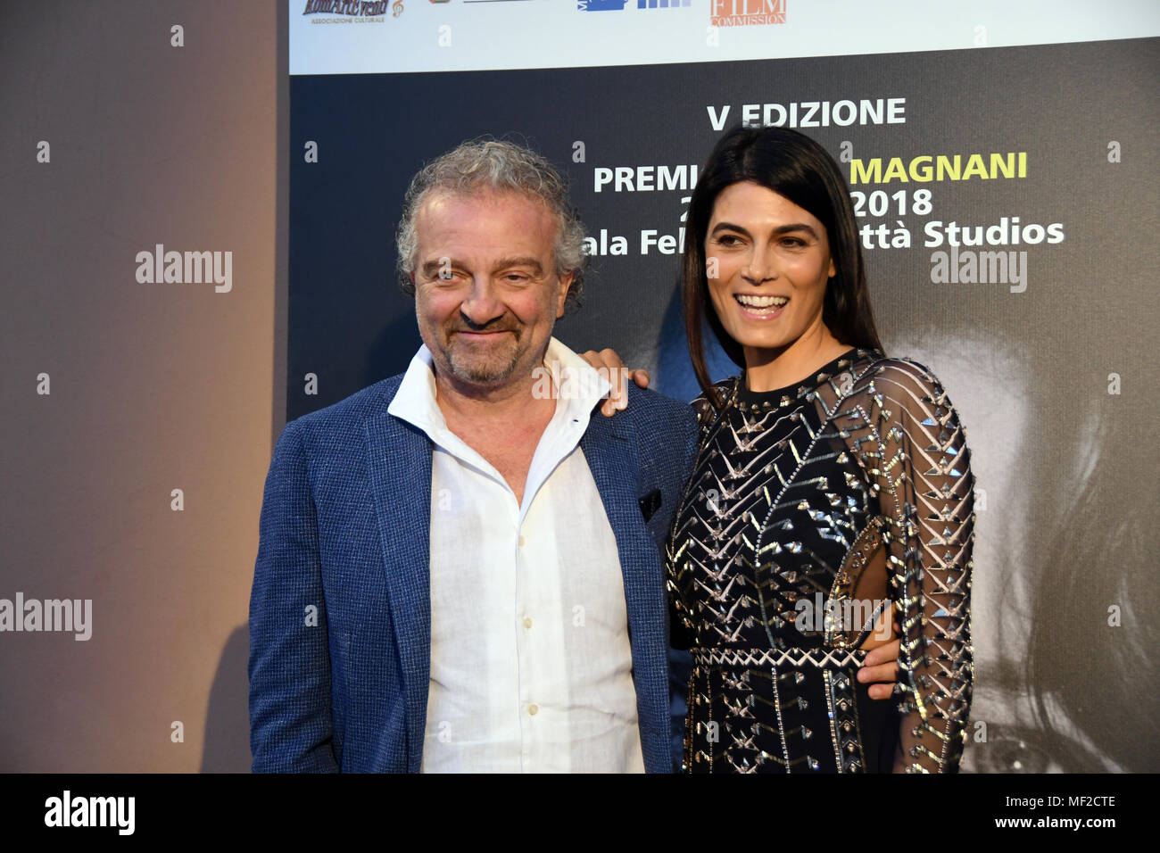 Rome Italy 23 April 2018 Cinecittà Studios- Photocall Award Anna Magnani  Valeria Solarino and Giovanni Veronesi  Credit: Giuseppe Andidero/Alamy Live News Stock Photo