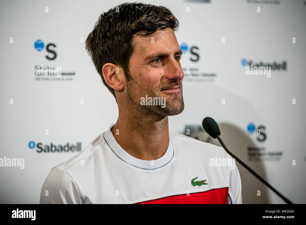 Barcelona, Spain. 24 April, 2018:  NOVAK DJOKOVIC (SRB) holds a press conference during Day 2 of the 'Barcelona Open Banc Sabadell' 2018. Credit: Matthias Oesterle/Alamy Live News Stock Photo