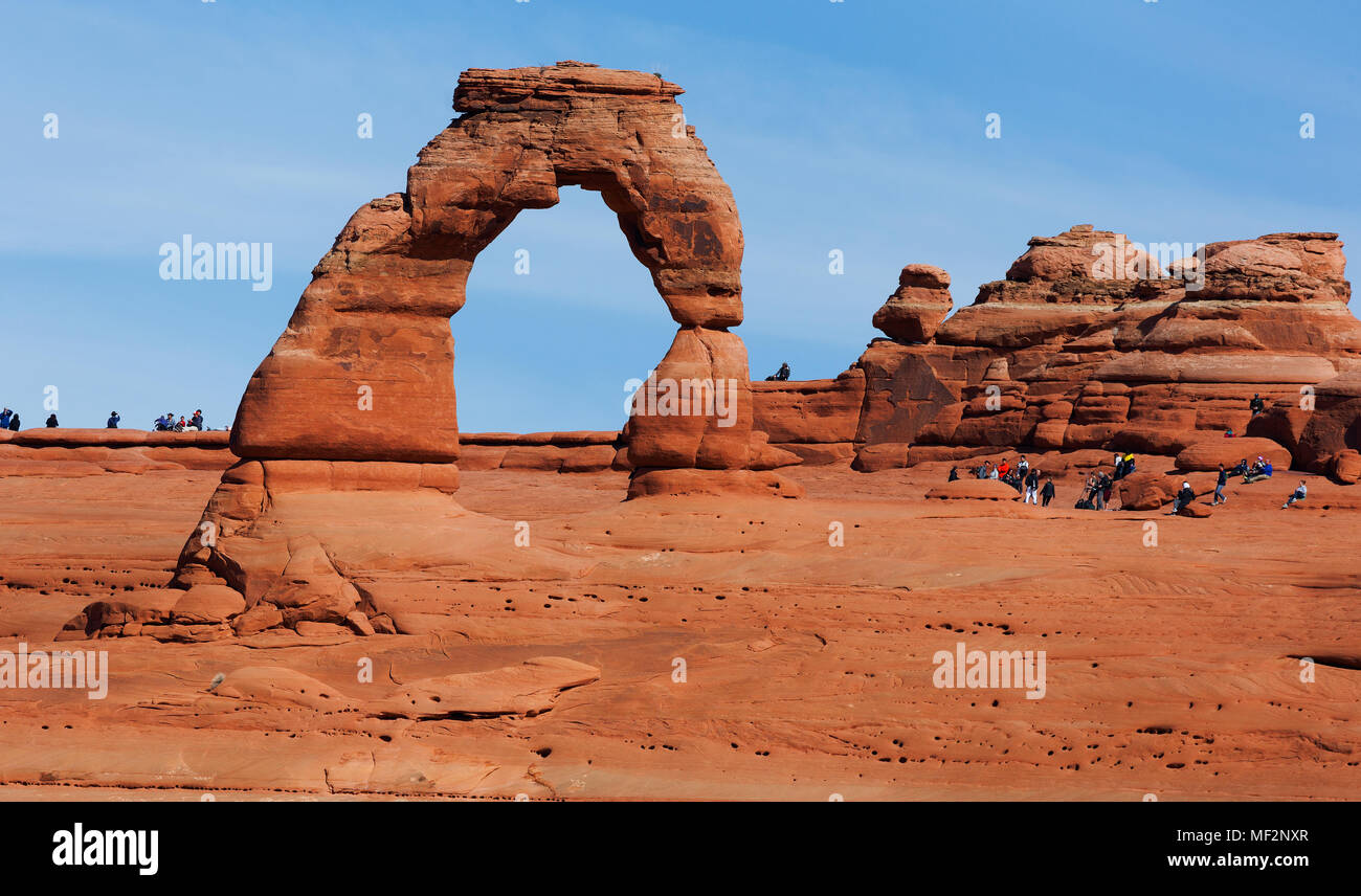 Delicate Arch from Upper Delicate Arch Viewpoint, Arches National Park, Moab, Utah, USA Stock Photo