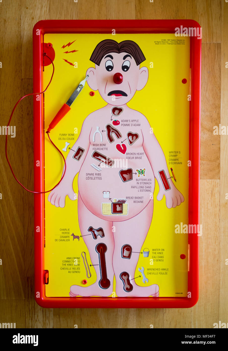 Operation, a battery-operated board game initially produced by Milton Bradley and now made by Hasbro. Stock Photo