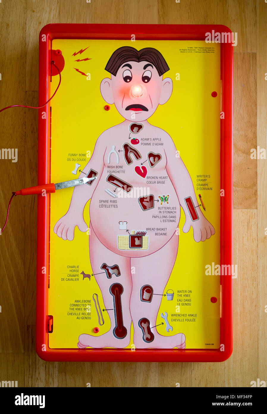 Operation, a battery-operated board game initially produced by Milton Bradley and now made by Hasbro. Stock Photo