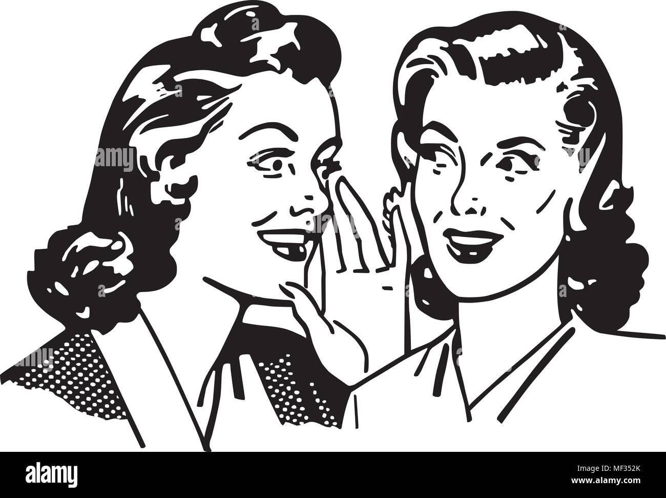 Gossiping Women - Retro Clipart Illustration Stock Vector