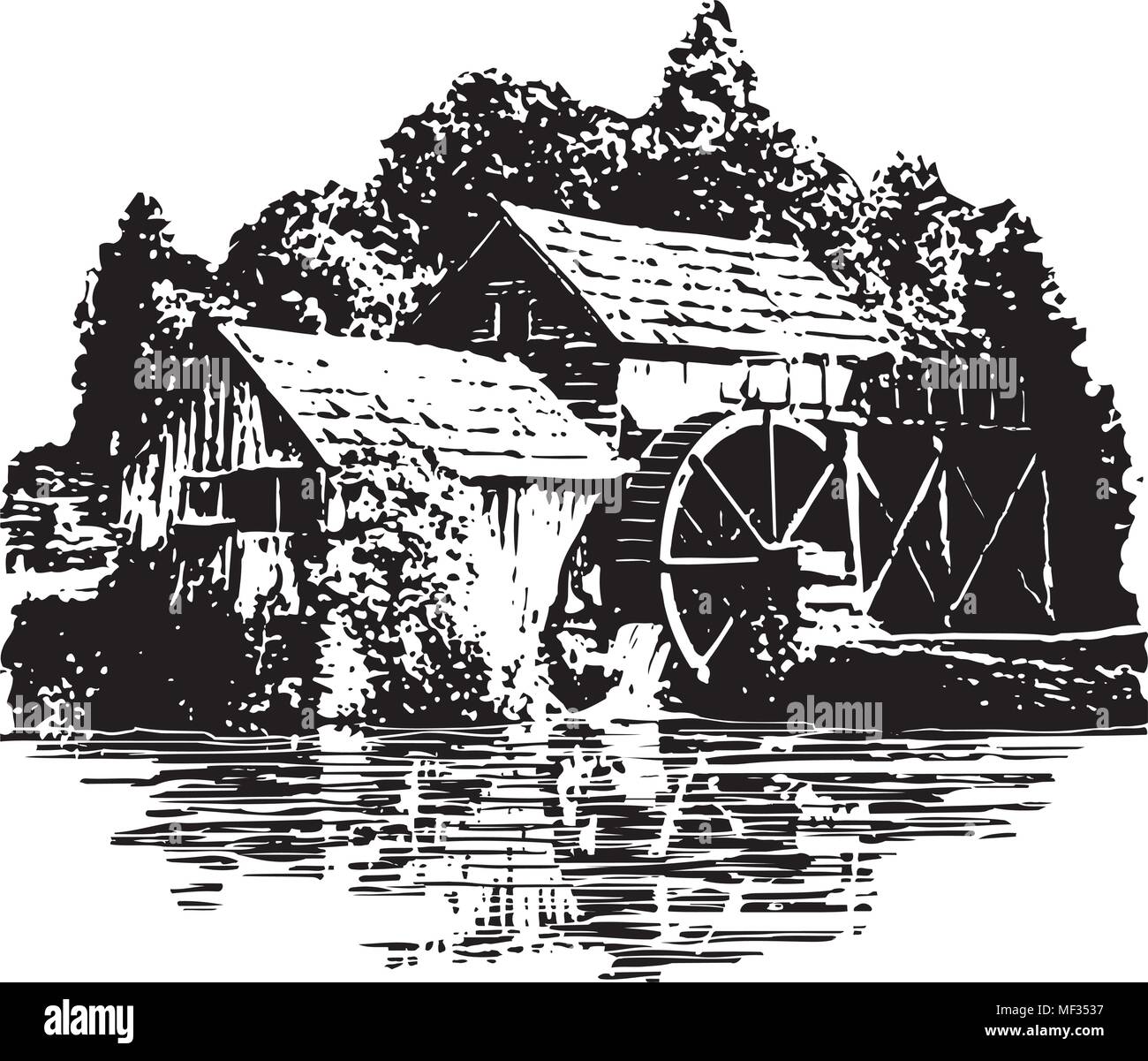 Grist Mill Retro Clipart Illustration Stock Vector Image & Art Alamy