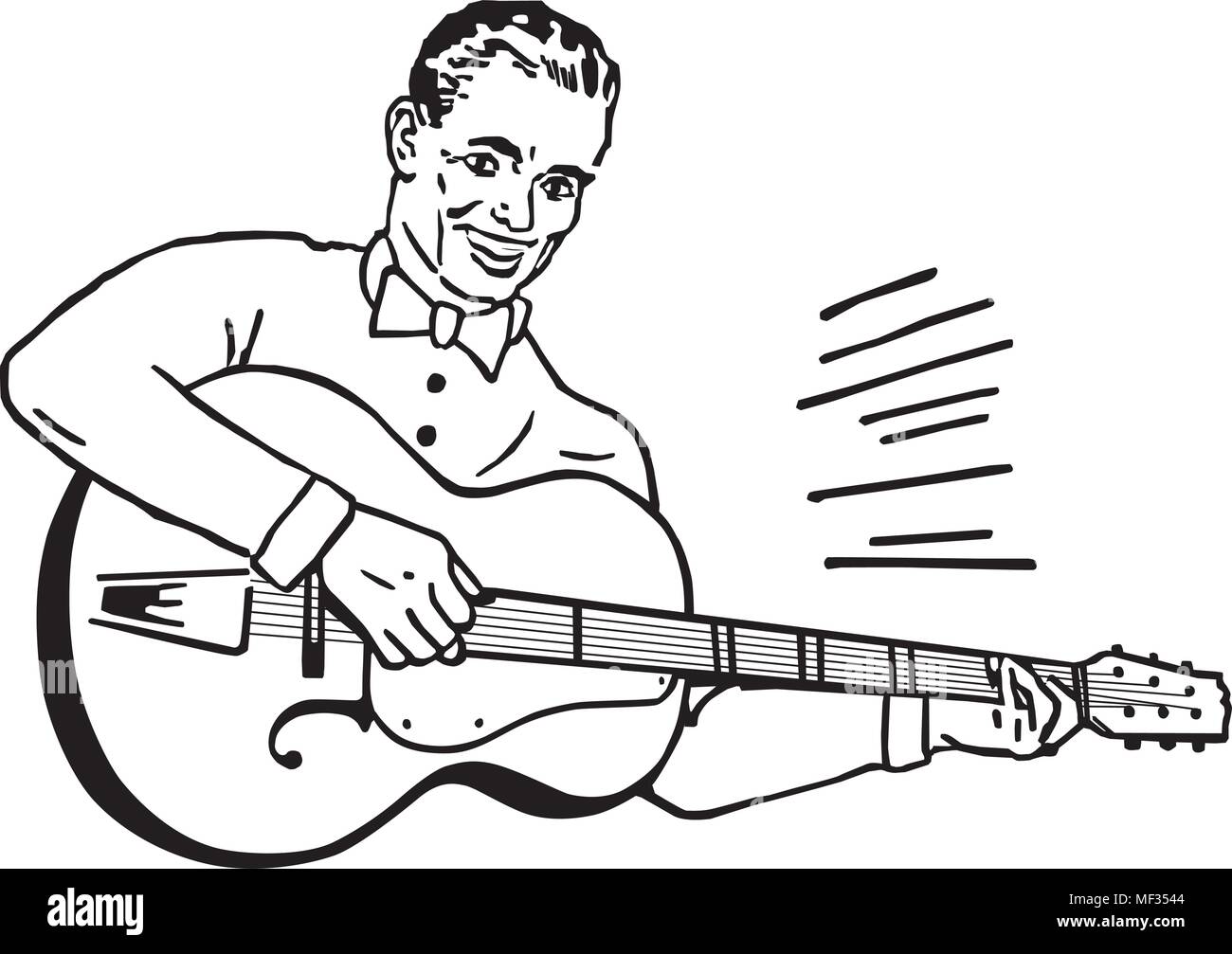 Guitar Player - Retro Clipart Illustration Stock Vector