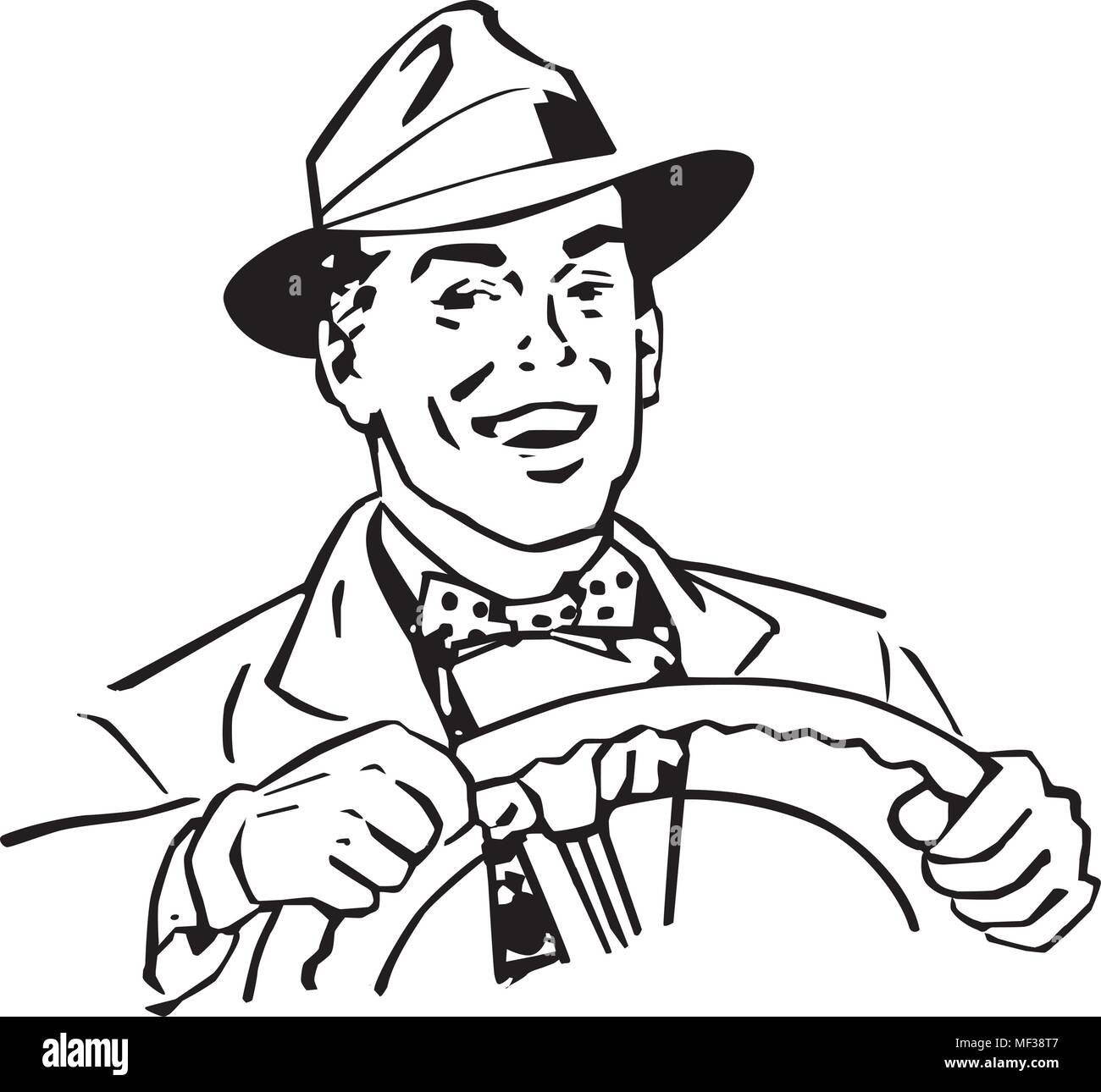 Happy Driver - Retro Clipart Illustration Stock Vector