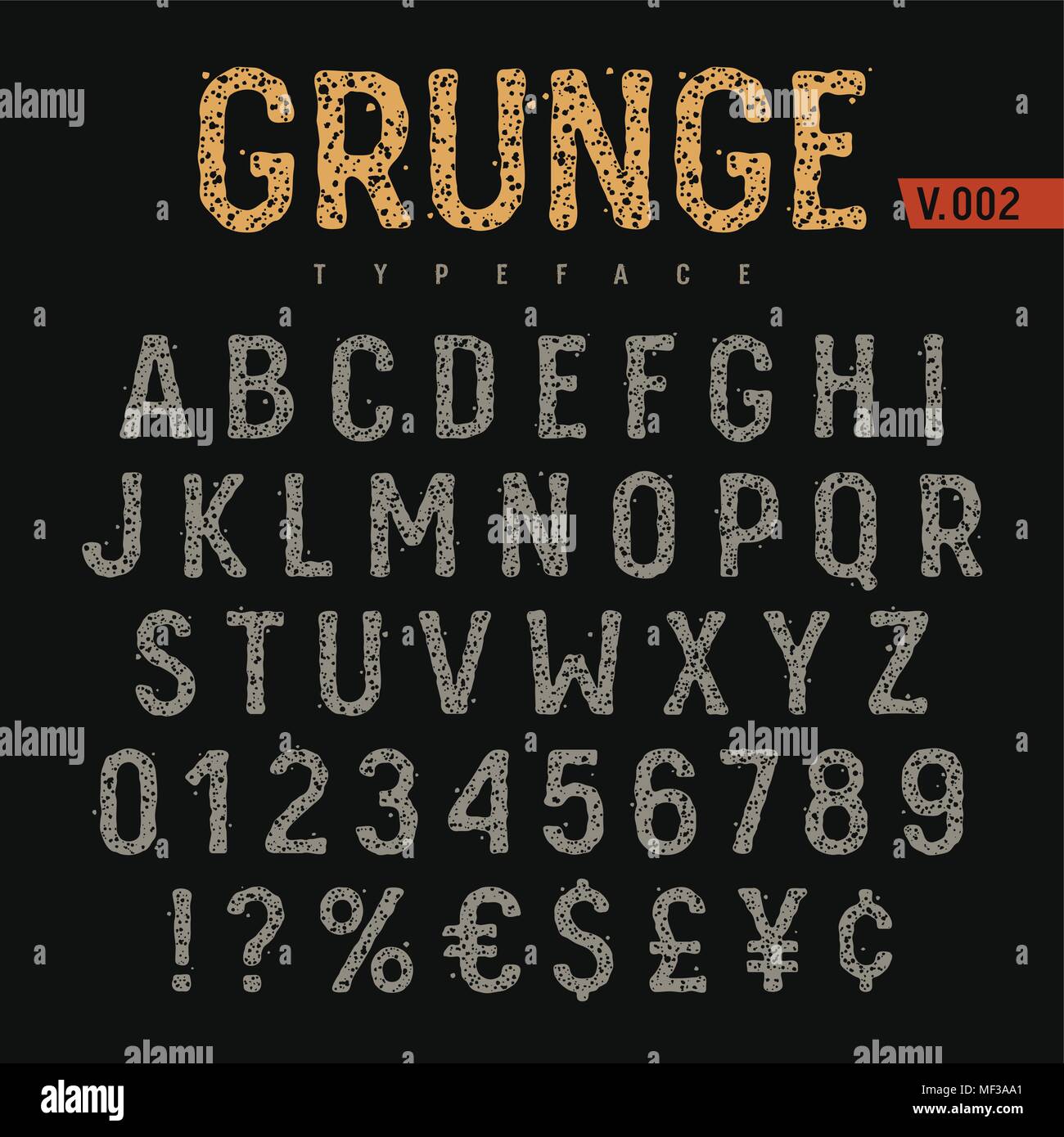 Grunge font. Rough stamp texture effect. Vintage typeface. Vectors Stock Vector