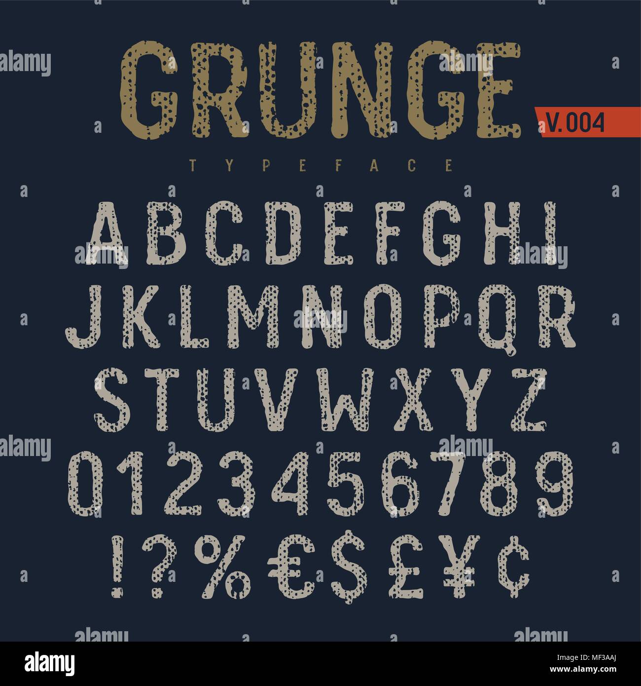 Grunge font. Rough fabric textured alphabet. Latin alphabet letters and numbers. Vectors Stock Vector