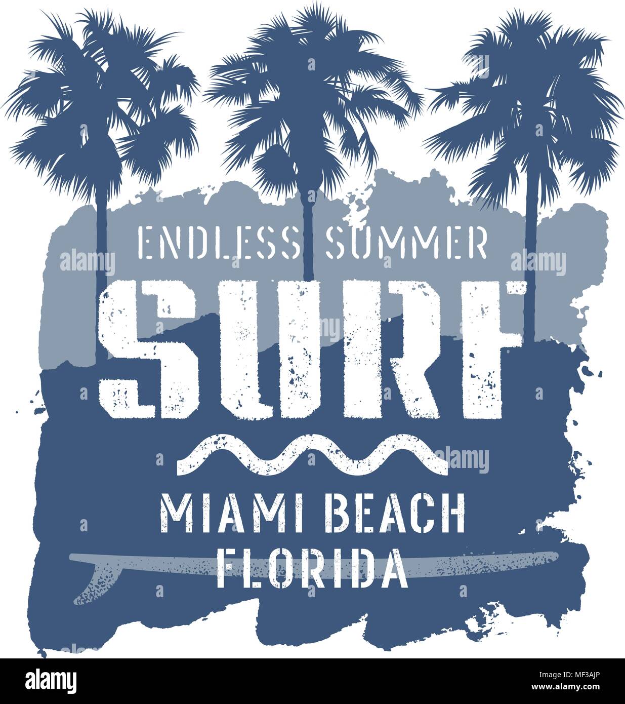 Surfing artwork. Miami Beach Florida t-shirt apparel graphic design ...