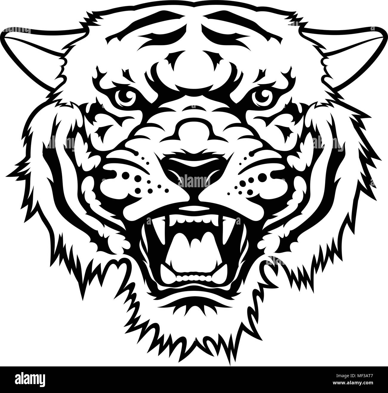 Tiger head, vector illustration. T-shirt graphics Stock Vector