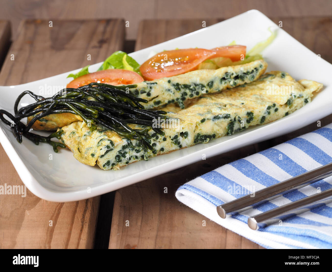 Codium – Velvet horn – Spongeweed cooked in Omelette. Edible green ...