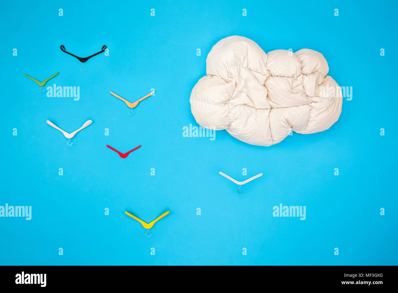 Blanket cloud in the sky with clothes hanger birds Stock Photo