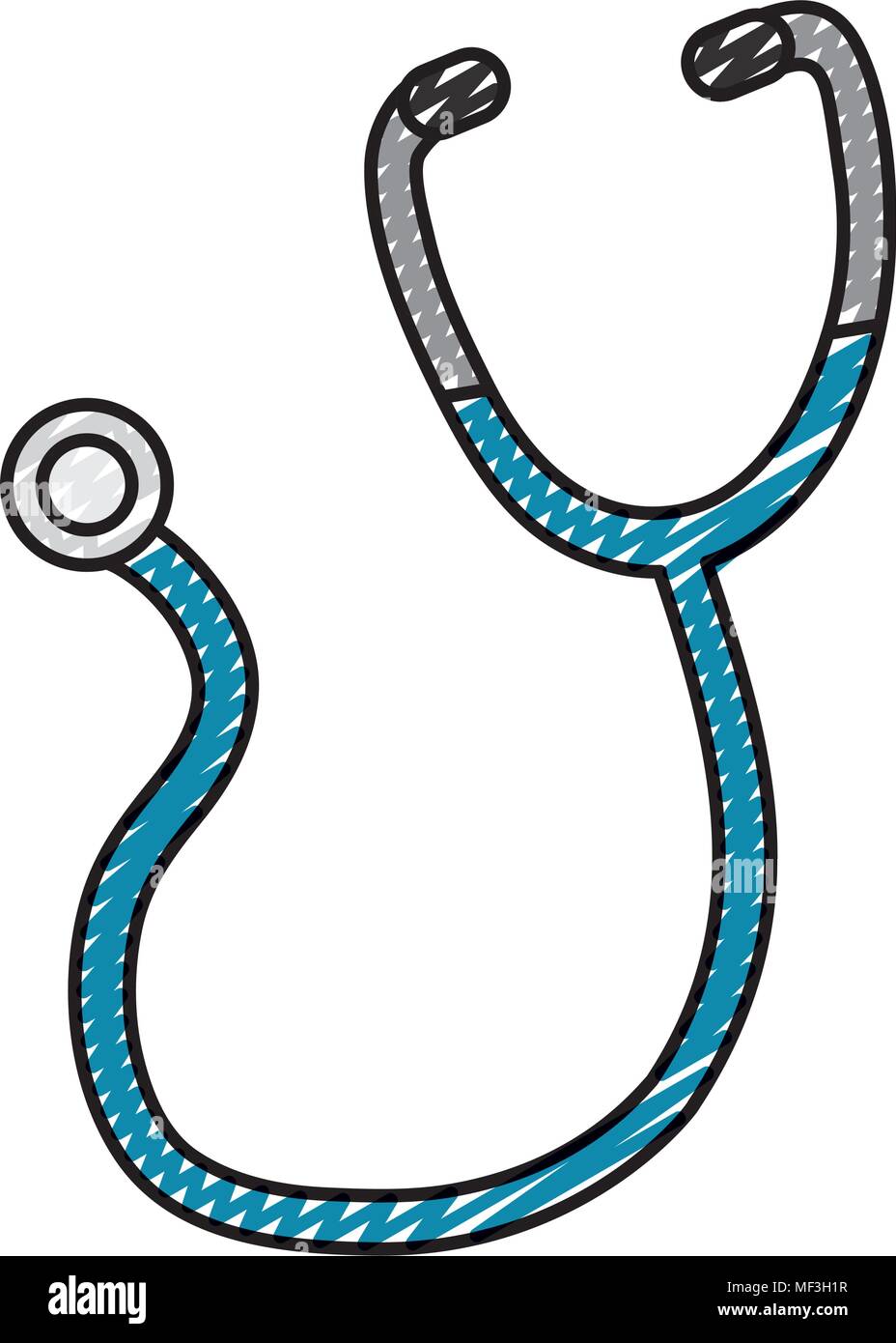 doodle medical stethoscope tool to beat sign vector illustration Stock Vector
