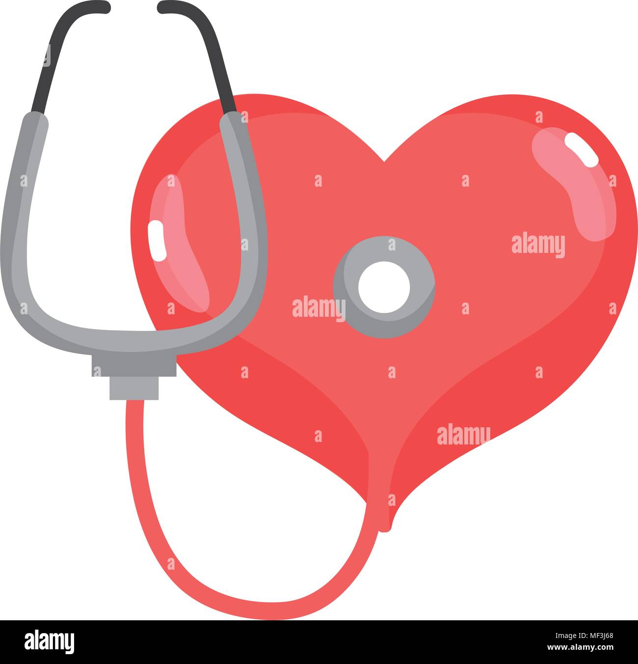 heart with stethoscope tool to rhythm sign vector illustration Stock Vector