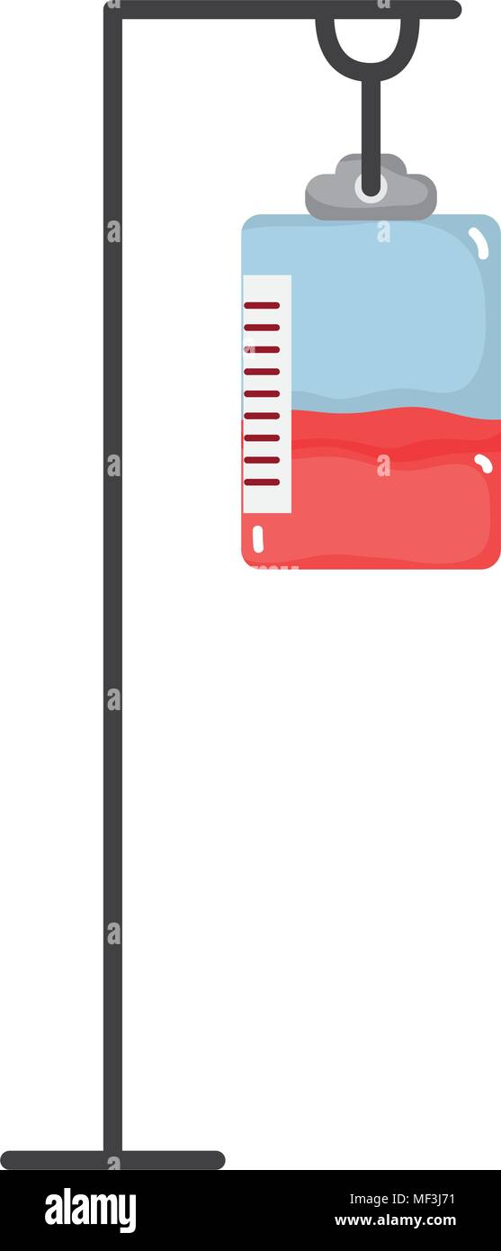 bag blood donation with transfusion equipment vector illustration Stock