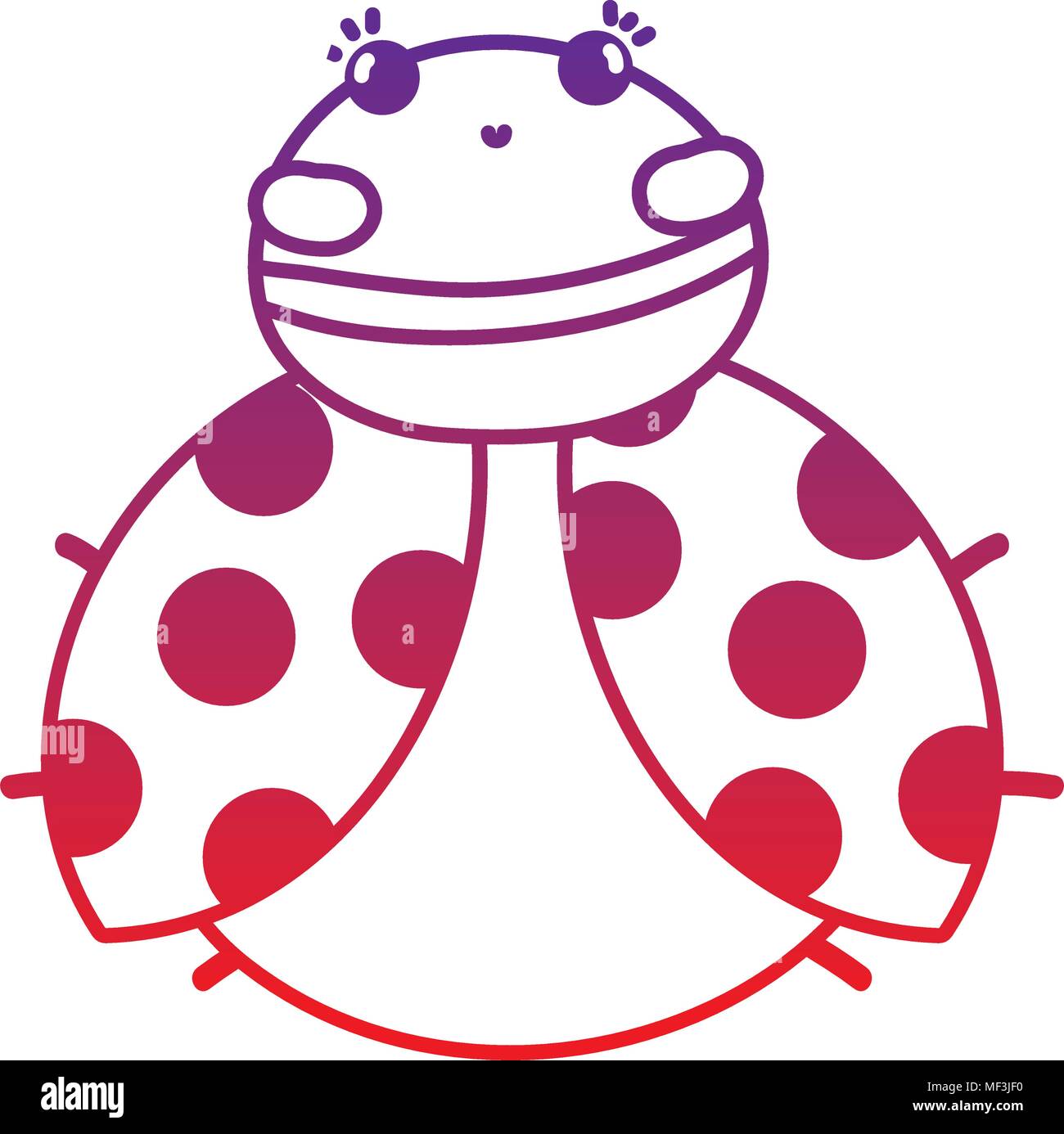 degraded line cute ladybug insect animal with wings vector illustration ...
