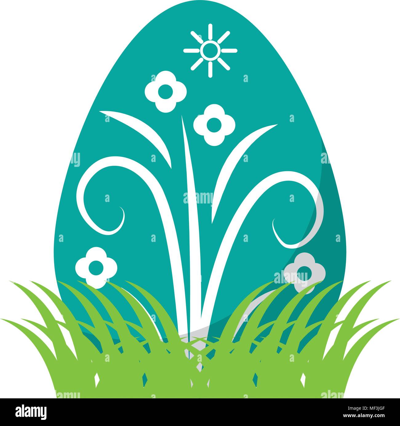 egg easter with flowers plant decoration vector illustration Stock ...