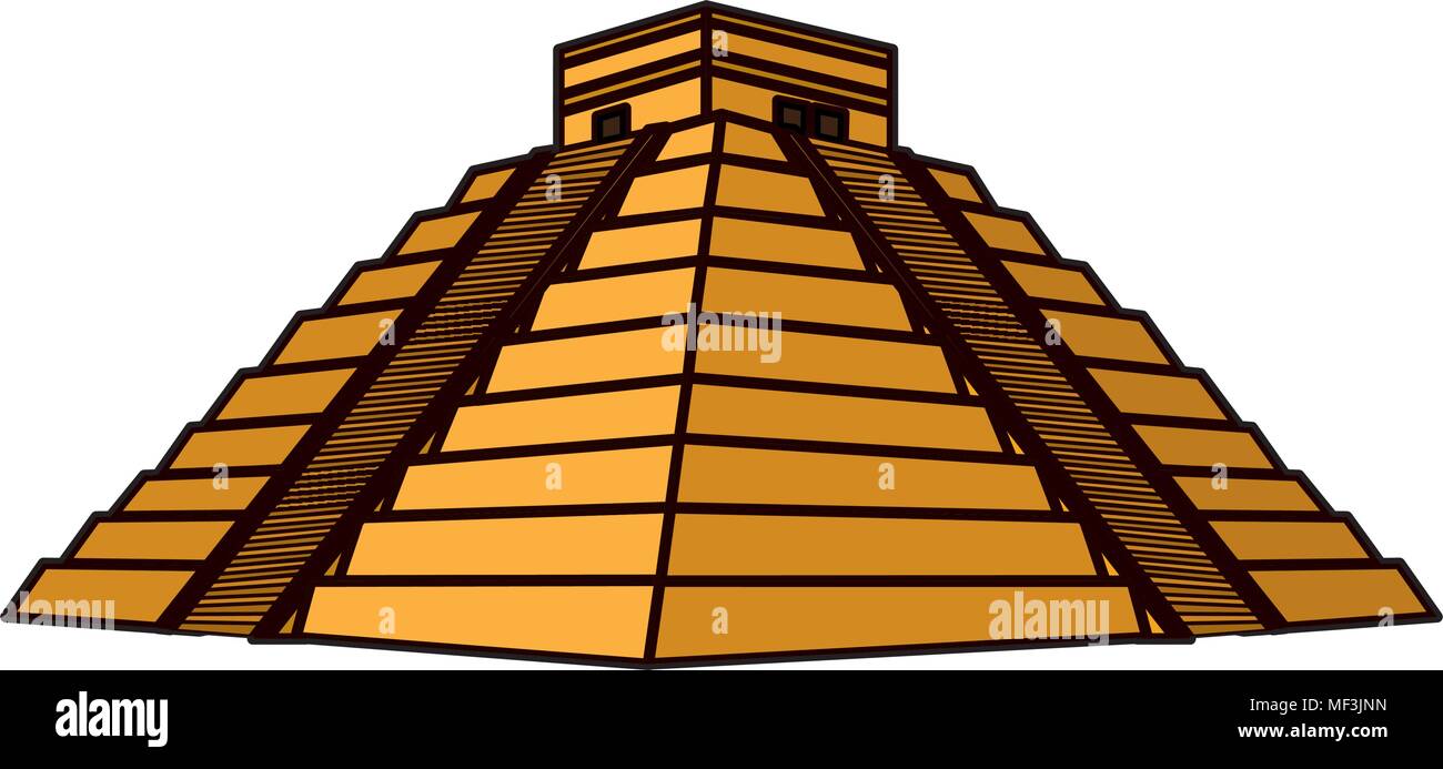 color chitchen itza pyramid aztec temple vector illustration Stock